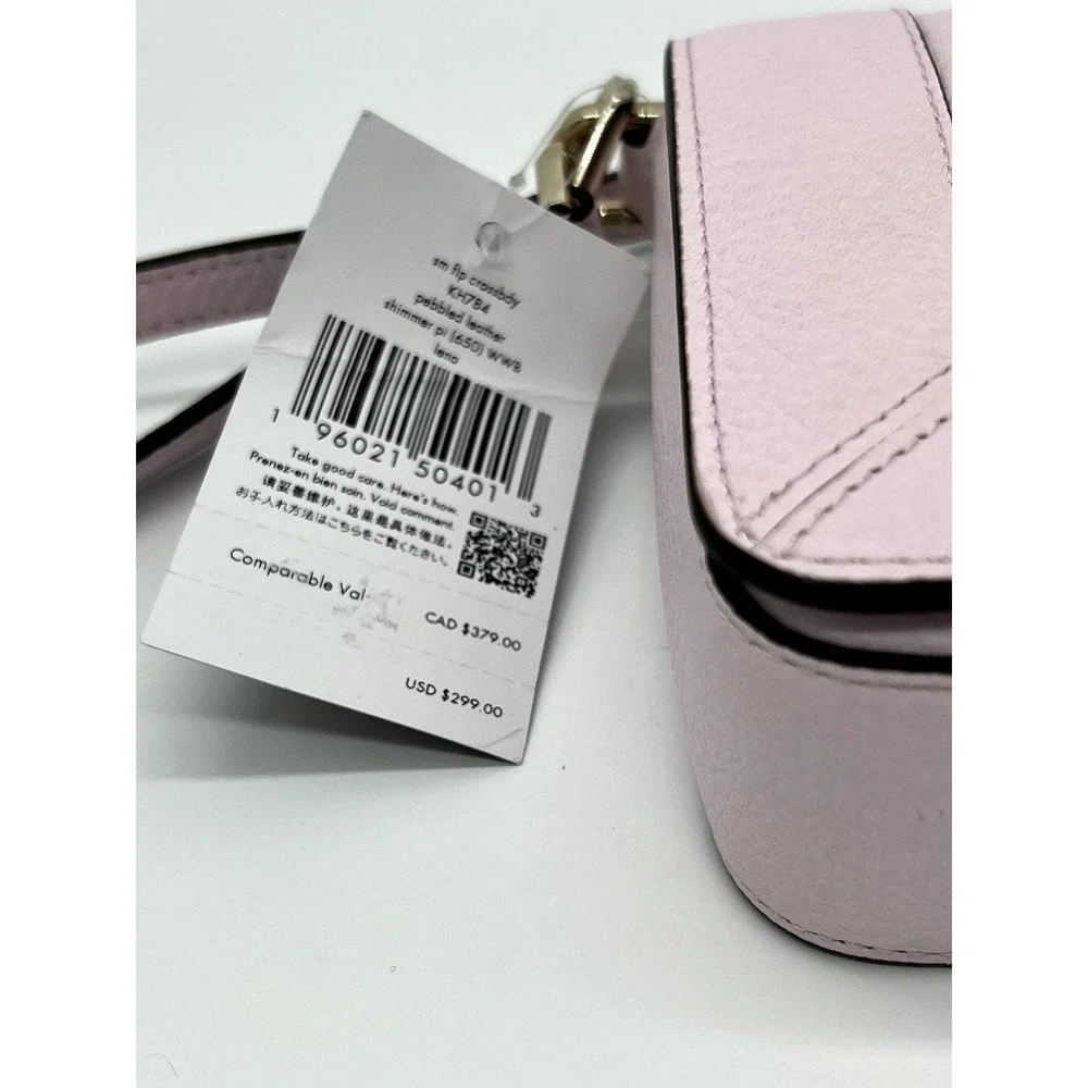 NWT Kate Spade Leno Poweder Pink Small Flip Crossbody Pebbled Leather Pocketbook